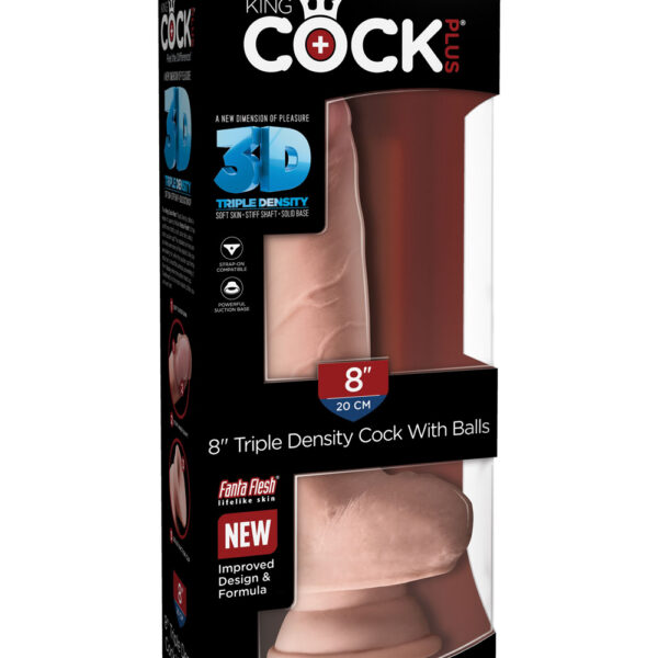 King Cock Plus Triple Density 8 Inch Cock With Balls - Flesh