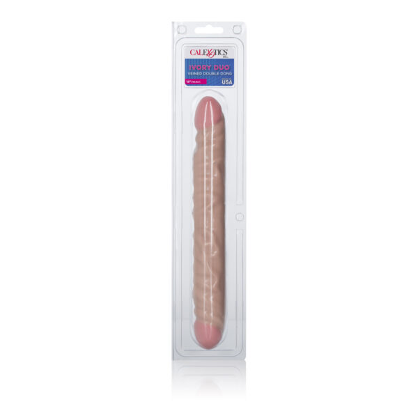 Get the ultimate orgasmic experience for two and double up with CalExotics'  ivory 12" (30.48cm) Veined Double Dong
