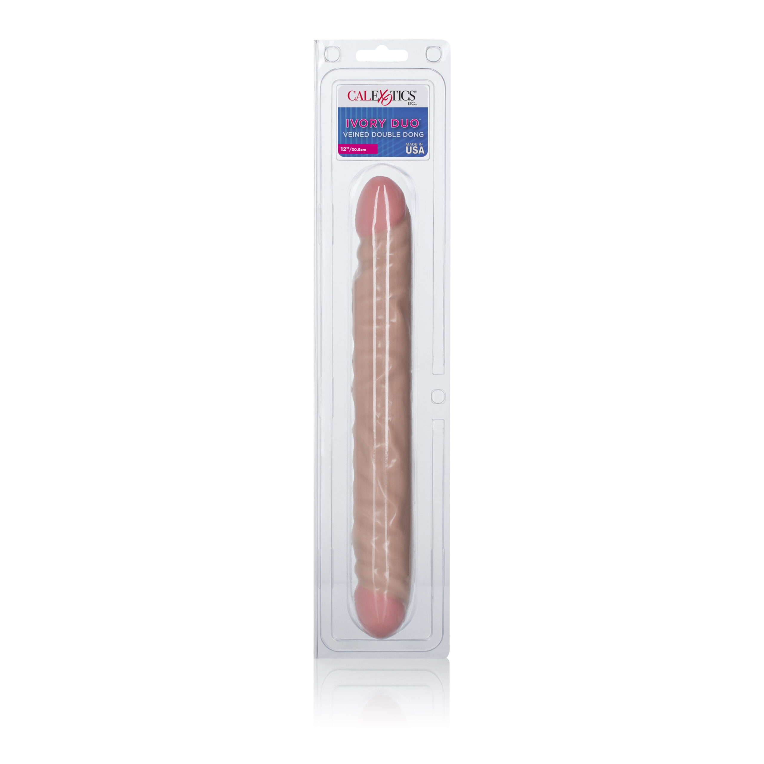 Get the ultimate orgasmic experience for two and double up with CalExotics' ivory 12" (30.48cm) Veined Double Dong