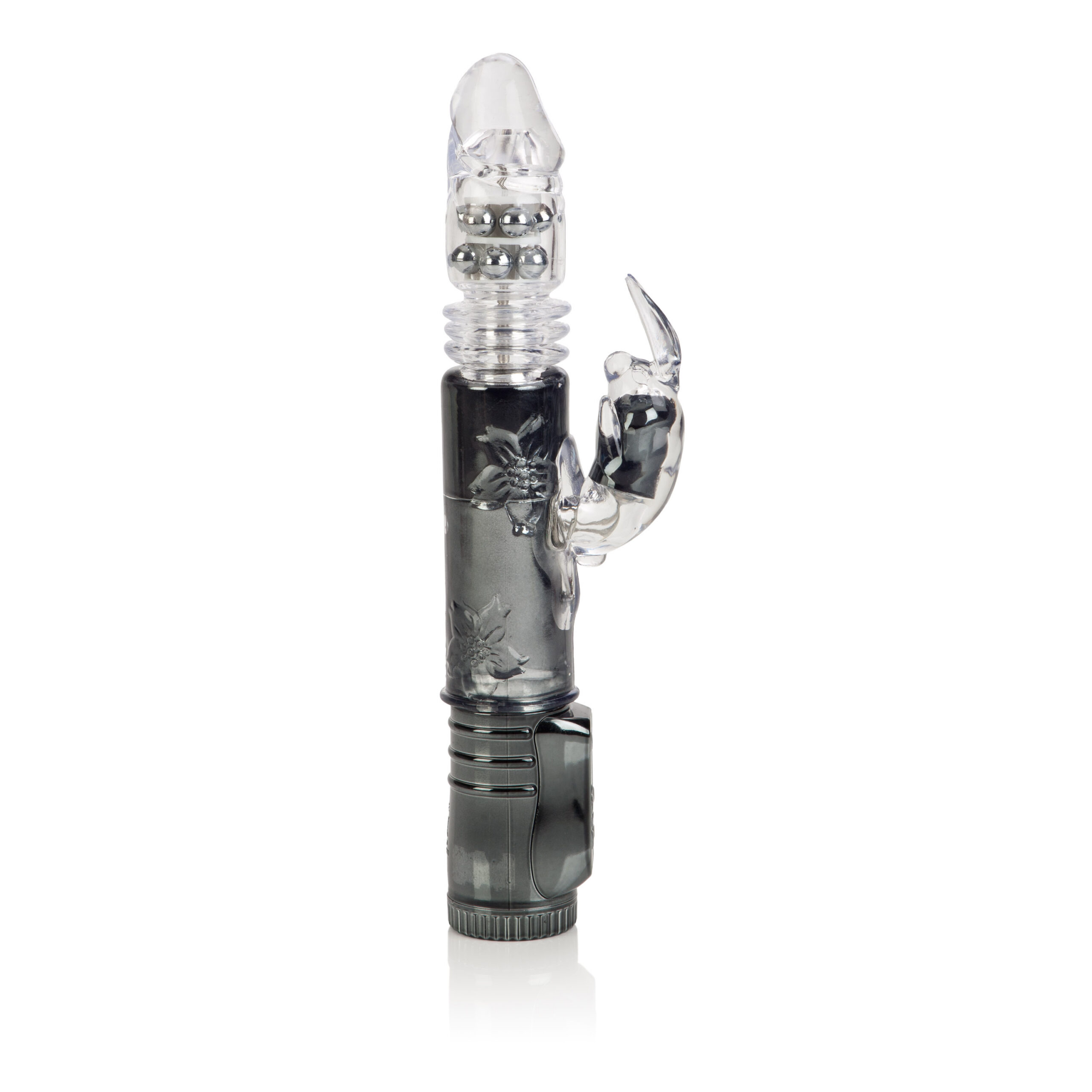 and plenty of ways to play. This bunny featues dual motors - one in the shaft and one in the bunny teaser - to tickle your clit and tantalize your g-spot all at once. The Thrusting Orgasm Jack Rabbit has eight independent speeds of vibration and thrusting action to hit all the right spots in exactly the way that sends you shooting to earth shattering orgasms. Features & Benefits: Multiple rows of non-jamming pleasure beads. An instant on/off button means you can turn on with ease.. and turn off when you're fully satiated. An LED indicator light shows you the way to pure pleasure. The soft glow will lead you to the peak of satiating pleasure. For the ultimate in gratification