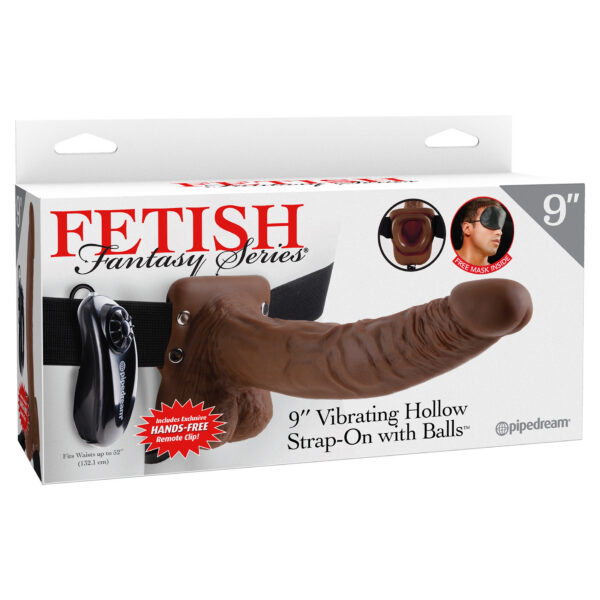 Fetish Fantasy Series 9-Inch Vibrating Hollow Strap-on With Balls - Brown