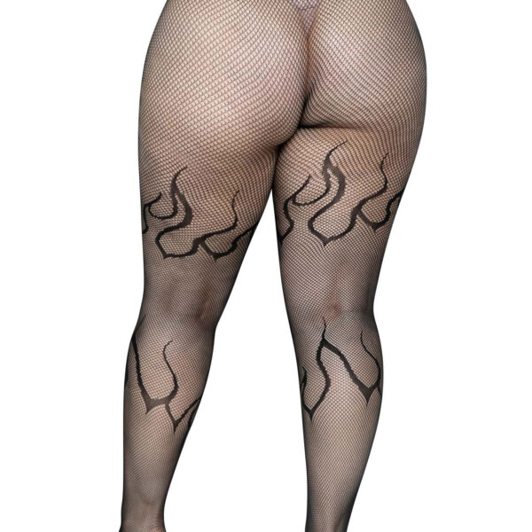 Flame Net Tights - 1x/2x - Black