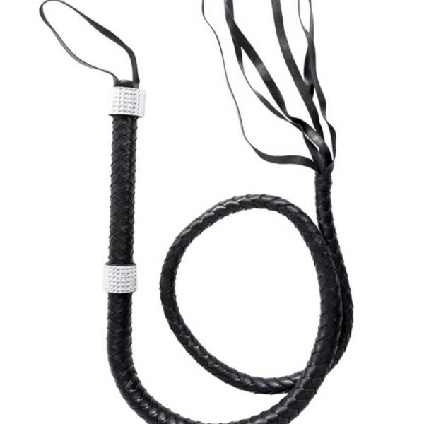 Rhinestone Handle Whip - Black