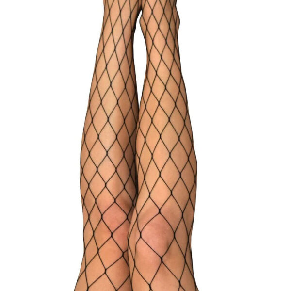 Michelle - Fishnet Thigh High - Size B - Black