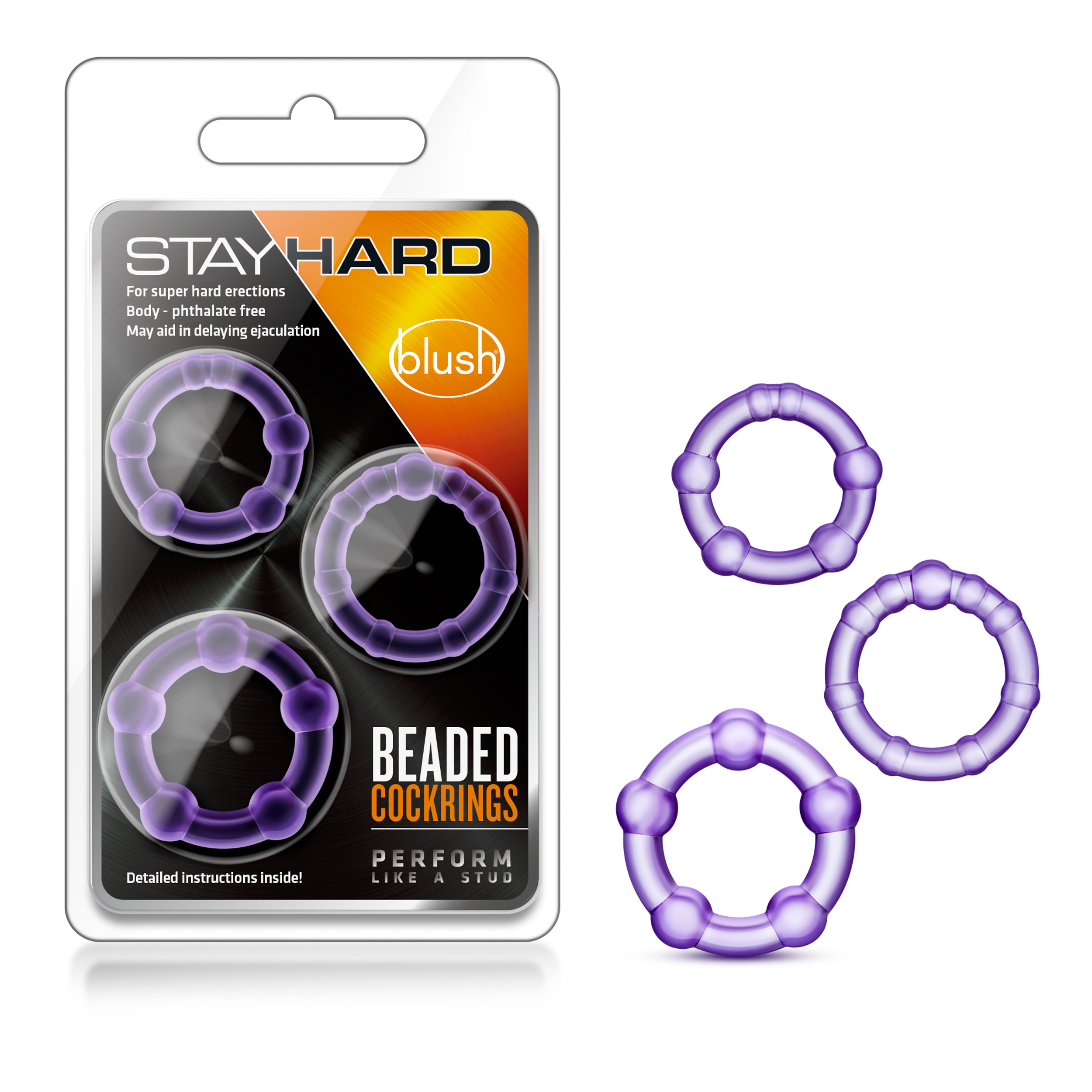 so you can use them individually or all 3 at once. The small ring is for maximum erections; the medium ring is for hard erections; the large ring can be used to encircle the upper part of your scrotum to help prevent premature ejaculation. They are made of body safe TPE