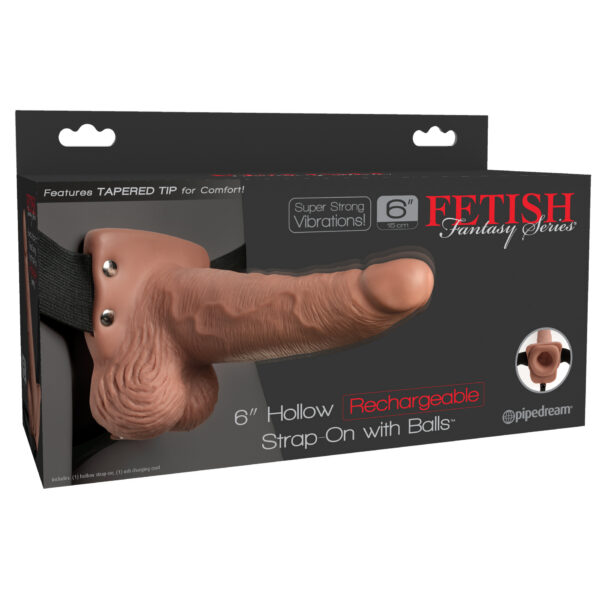 Fetish Fantasy Series 6 Inch Hollow Rechargeable Strap-on With Balls - Tan