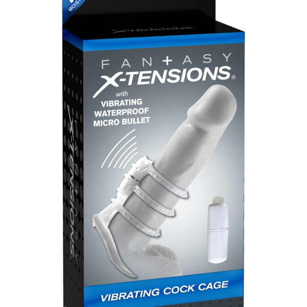 The Vibrating Power Cage is the ultimate erection enhancer. With four super stretchy rings wrapping around every inch of your manhood you'll maintain rock hard erections and prolong the fun while you stimulate your partner. Hidden inside the cage is a powerful cordless micro vibe that delivers incredible internal thrills with each thrust. You'll enjoy thick throbbing erections and your partner will love the cages added sensations.