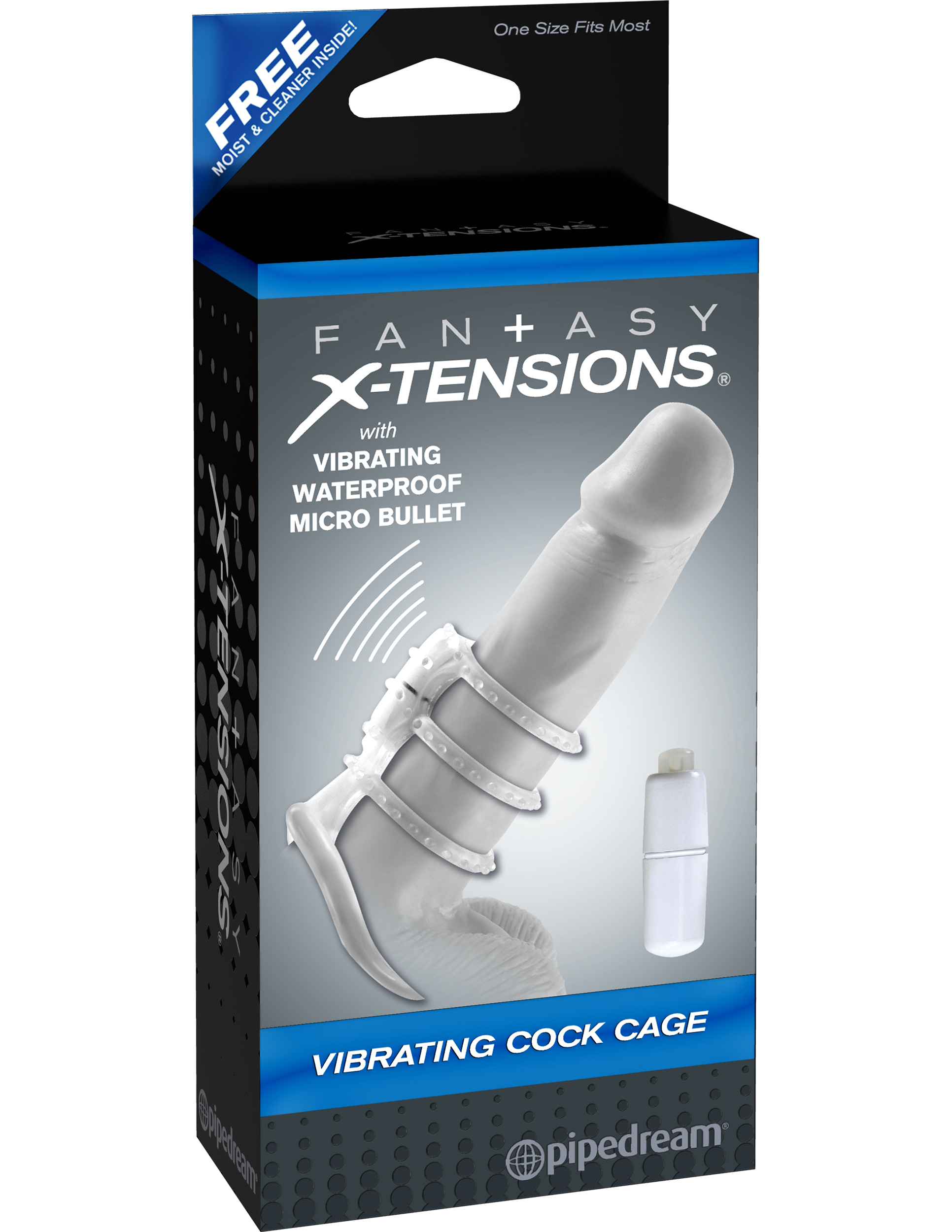 The Vibrating Power Cage is the ultimate erection enhancer. With four super stretchy rings wrapping around every inch of your manhood you'll maintain rock hard erections and prolong the fun while you stimulate your partner. Hidden inside the cage is a powerful cordless micro vibe that delivers incredible internal thrills with each thrust. You'll enjoy thick throbbing erections and your partner will love the cages added sensations.