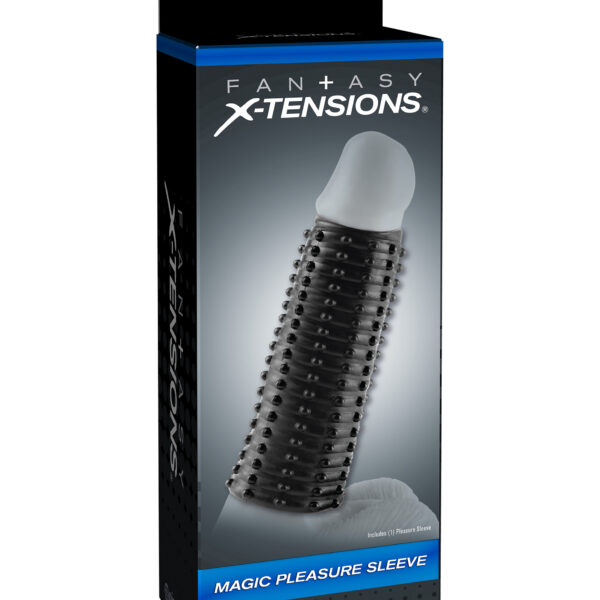 From the second you slip inside this 5.5-inch enhancement sleeve you will understand why we call it the Magic Pleasure Sleeve. This super stretchy girth gainer is lined with hundreds of tiny ticklers on the outside delivering thrilling sensations and satisfying thickness to your partner. The open ended head allows you to feel every sensation and still enjoy the natural touch of your lover. Turn the sleeve inside out and use it as an incredible solo stroker. Trim the sleeve for a perfect fit and the pleasure possibilities are endless.