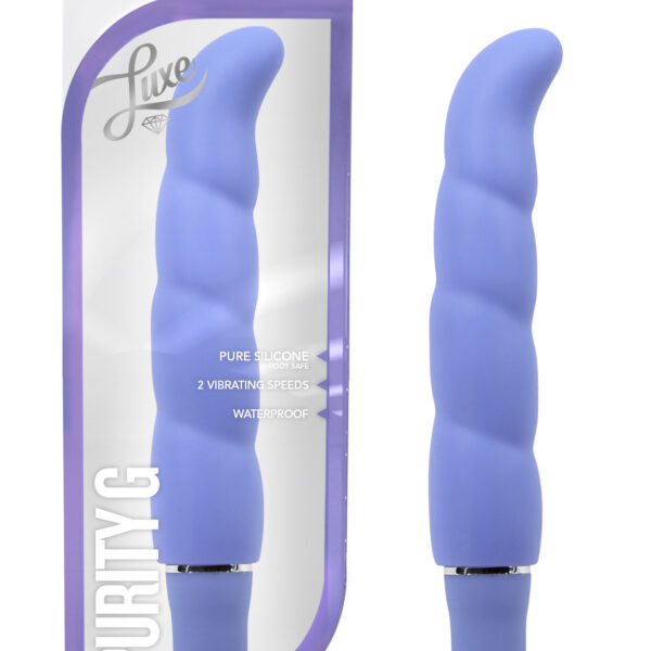 Purity Gs seductive shape expresses the spirit of Blush Novelties Luxe Line. Gorgeous to behold and sensuous to the touch with a smooth satin finish motion her duet of push button vibrations with 1 AA battery. Made of ergonomic g spot curve. Purity G has a waterproof motor to ensure safe shower play.