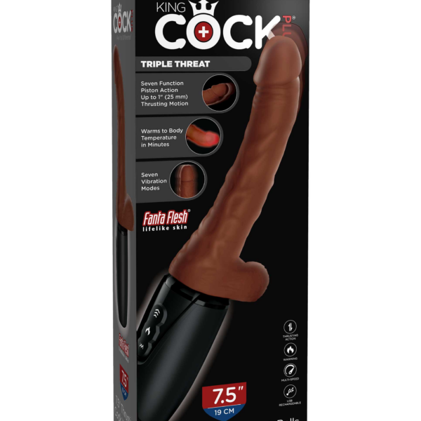 7.5 Inch Thrusting Cock With Balls - Brown
