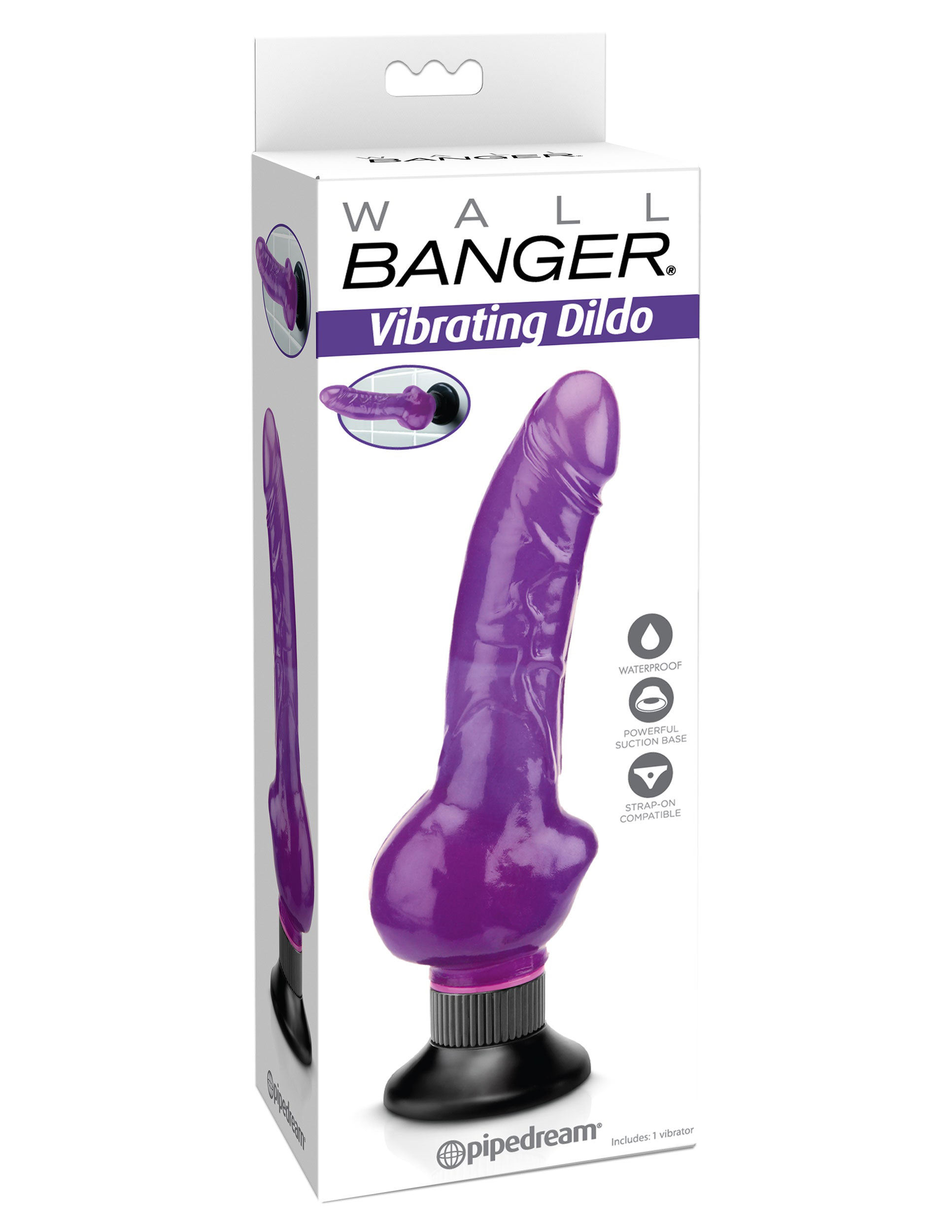 Enjoy wall-bangin' satisfaction every time with this incredible Vibrating Suction Dildo. The powerful suction-cup base holding the dong securely in place