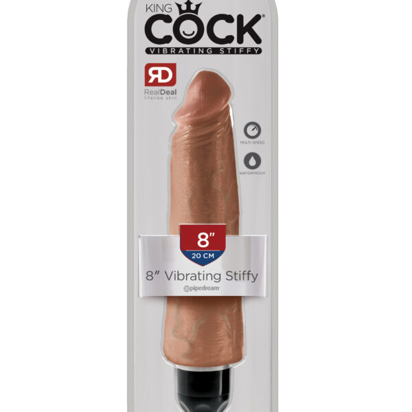 King Cock 8 Inch Vibrating Stiffy - Tan
