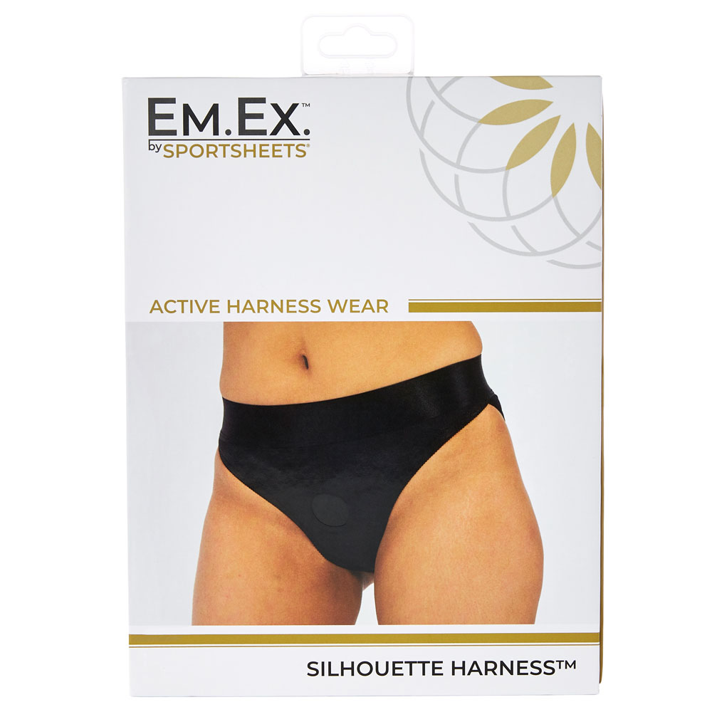 Em. Ex. Active Harness Wear Crotchless Silhouette - Black - Extra Large