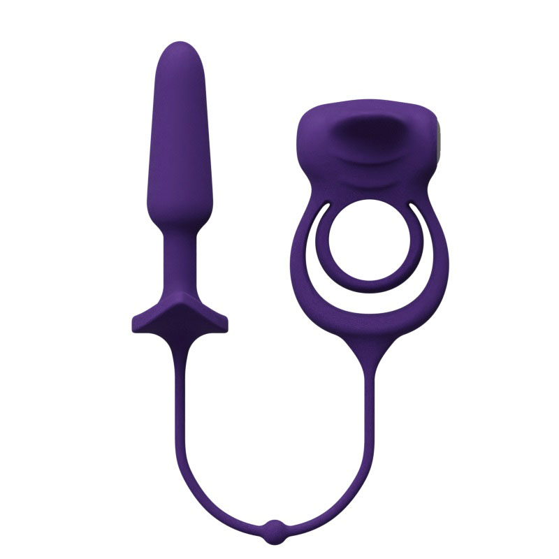 Humper Rechargeable Dual C-Ring With Anal Plug - Purple
