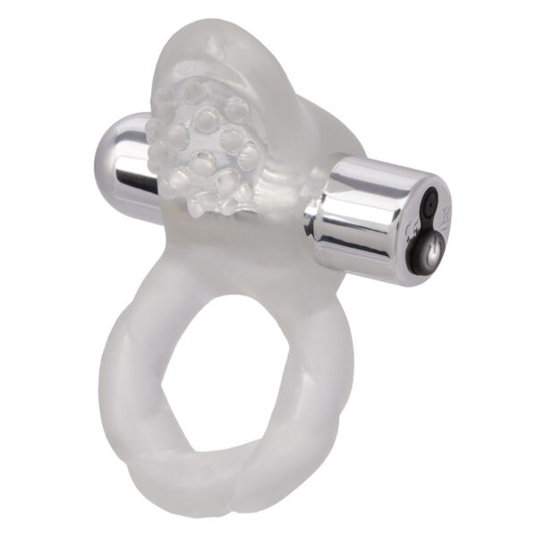 Sized for comfort and intensity Stretchy and comfortable couples enhancer provides sturdy support for him and tantalizing nubbies for her Wireless 3-speed removable stimulator