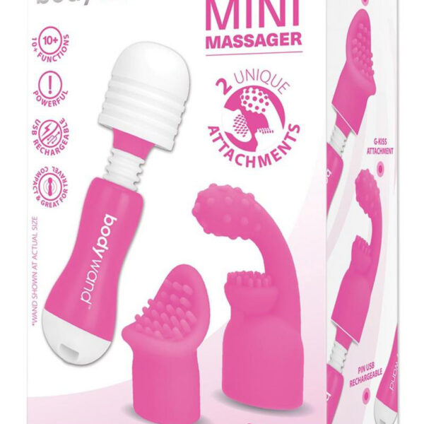 Bodywand Rechargeable Mini Massager With Attachments - Pink