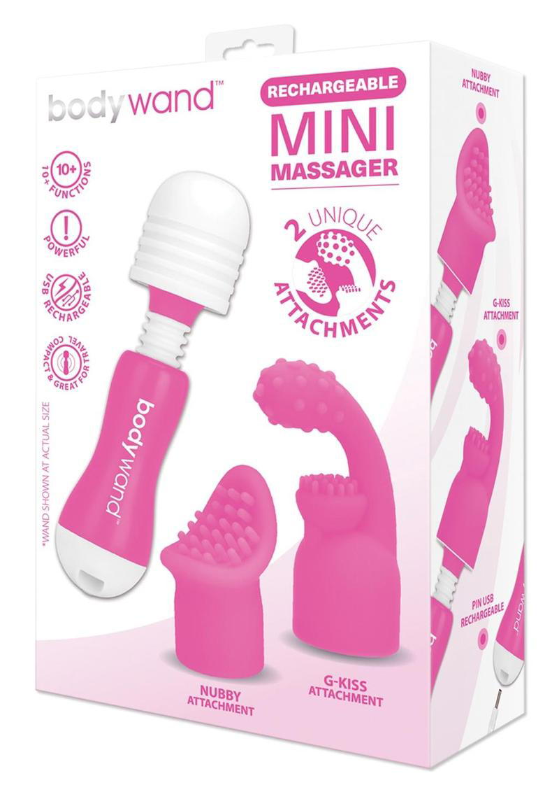 Bodywand Rechargeable Mini Massager With Attachments - Pink