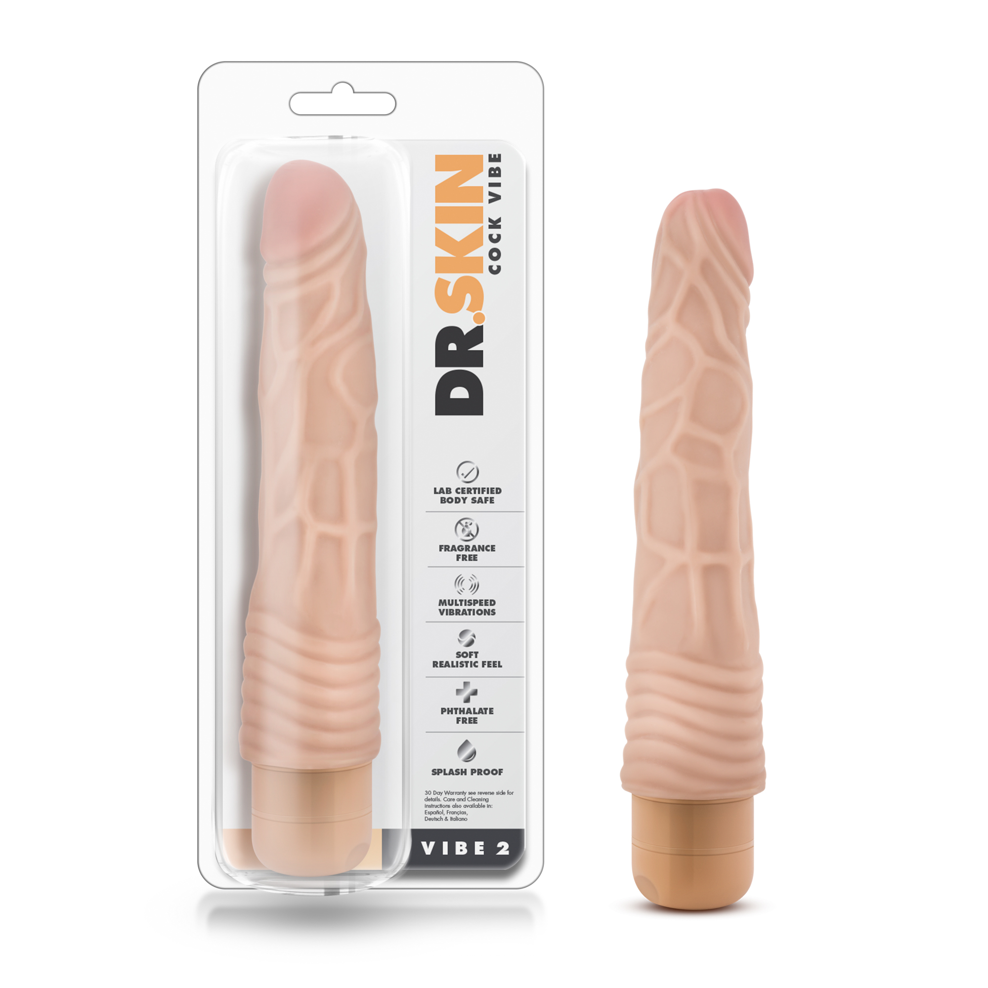 Blush Novelties B Yours Vibe #2 is a 9 inch realistic vibrator with veins and tw ist dial base for multi-speed vibration. It's tapered head and thin shaft can be comfortably and easily inserted up to 7.5 inches. Created for the beginner and the cost-conscious
