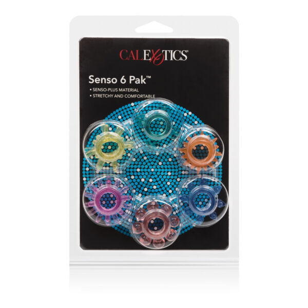 6 super-stretchy erection enhancers in assorted shapes and colors