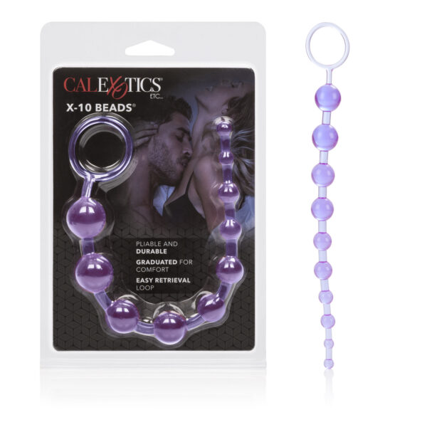 Enjoy extended pleasure and mind-blowing ecstasy with the X-10 Beads. The easy to use anal pleasure tool features graduated beads for tantalizing intimate exploration and intense orgasmic sensations. Use the sturdy and pliable love beads during erotic sensual exploration solo or with a partner. Slip the beads inside for an unforgettable experience every time. <br><br> The exotic beads are made from unscented
