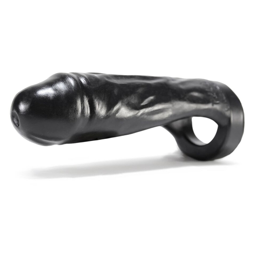 THUG is a dick dildo attached to a cockringstretch the ring around YOUR cock and balls and it lays out on top of your meat for one hot double-FUCK.  Its not a cocksheath so your dick is free to use with it on for DP or drop your dick and fuck with just THUG... Its like a strap-on that isn't STRAPPED ON!  the silicone cockring at the base really does keep this fat fucker in place. <br><br> The cockring part stretches to fit comfortably