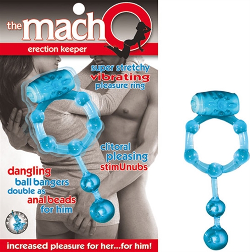 Stretchy jelly erection cock ring. Vibrating clitoral stimu-nubs. Dangling ball bangers serve as anal beads for him.