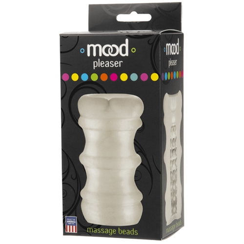 This Mood Pleaser Massage Beads is Frost colored with plush internal massage beads. The Mood Pleaser masturbator is 4.6 inches long with a good bit of stretch to accommodate yet fit snugly. You wont believe how much the soft internal texture will enhance your playtime.