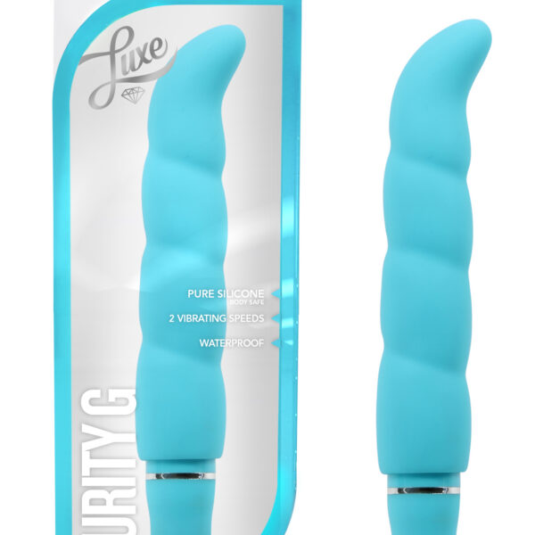 Purity G's seductive shape expresses the spirit of Blush Novelties' Luxe Line. Gorgeous to behold and sensuous to the touch with a smooth satin finish motion her duet of push button vibrations with 1 AA battery. Made of ergonomic G-spot curve. Purity G has a waterproof motor to ensure safe shower play. Now with 10 vibrating functions!