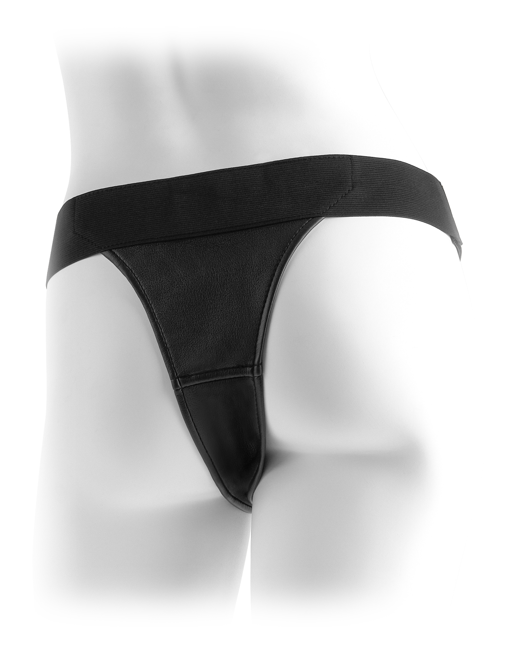 This indredibly comfortable Crotchless Harness is designed with an opening between the legs for easy access to your most pleasurable parts. The soft vinyl material prevents chafing and feels great against the skin while the thong-style back offers sleek and sexy style. The durable elastic waistband comfortably fits waists up to 60-inches and features a velcro strap for easy adjusting. Theres no need for an O-ring most dongs fit snug thru the 1.5-inch hole keeping everything in place when the action heats up.