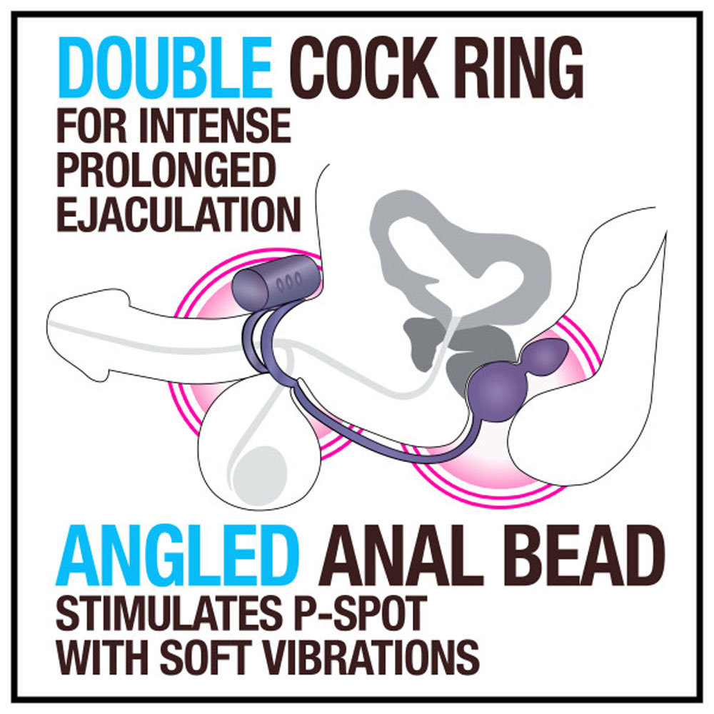 Anal Adventures- Platinum - Silicone Anal Ball With Vibrating C-Ring- Black