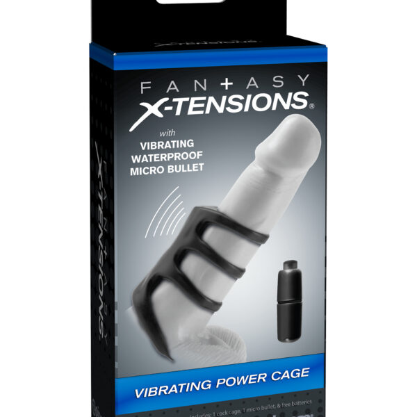 The Vibrating Power Cage is the ultimate erection enhancer. With four super stretchy rings wrapping around every inch of your manhood you'll maintain rock hard erections and prolong the fun while you stimulate your partner. Hidden inside the cage is a powerful cordless micro vibe that delivers incredible internal thrills with each thrust. You'll enjoy thick throbbing erections and your partner will love the cages added sensations.