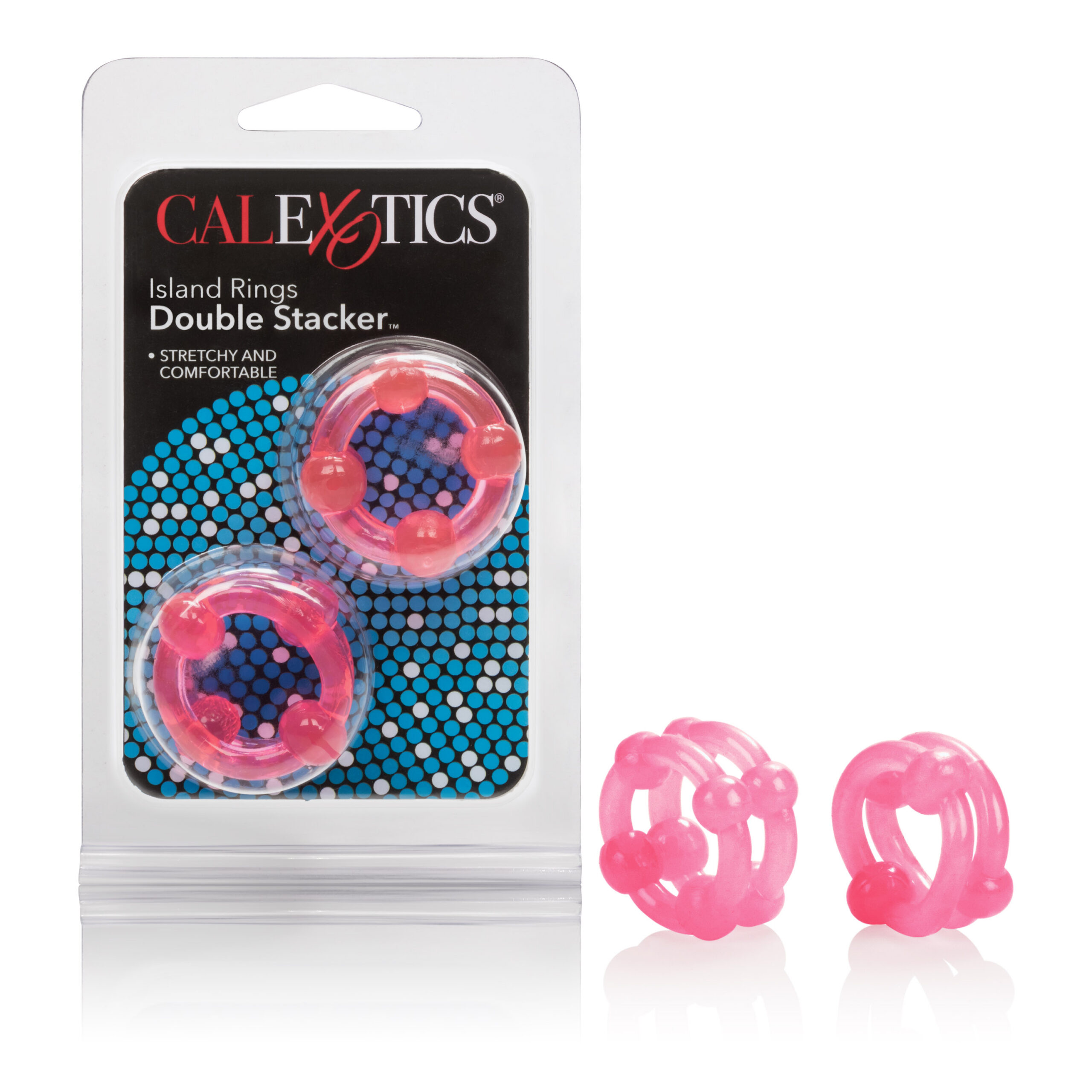 and features two connected rings for maximum support. The exotic stretchy cock ring duo measure 0.75/2 cm and are adorned with sensuous twists and stimulation beads. To use