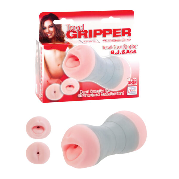 Complete travel sized masturbator with 2 ends. Dual density for the ultimate stroking action. Life-like look and feel. Heavy-duty one piece masturbator with ribbed suction chambers. Unique design for maximum grip.