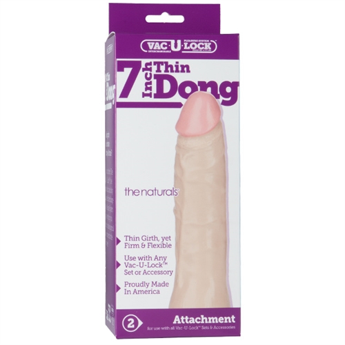 Doc Johnson introduces a perfect addition to your Vac-U-Lock collection. The 7" Thin Natural Dong combined with their most popular state-of-the-art strap-on system. Fasten your seatbelt! You're in for a ride! This firm