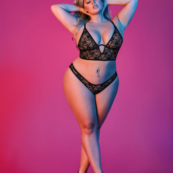 Sexy Time Underwire Bralette and Panty Set -  Black - 1x-3x