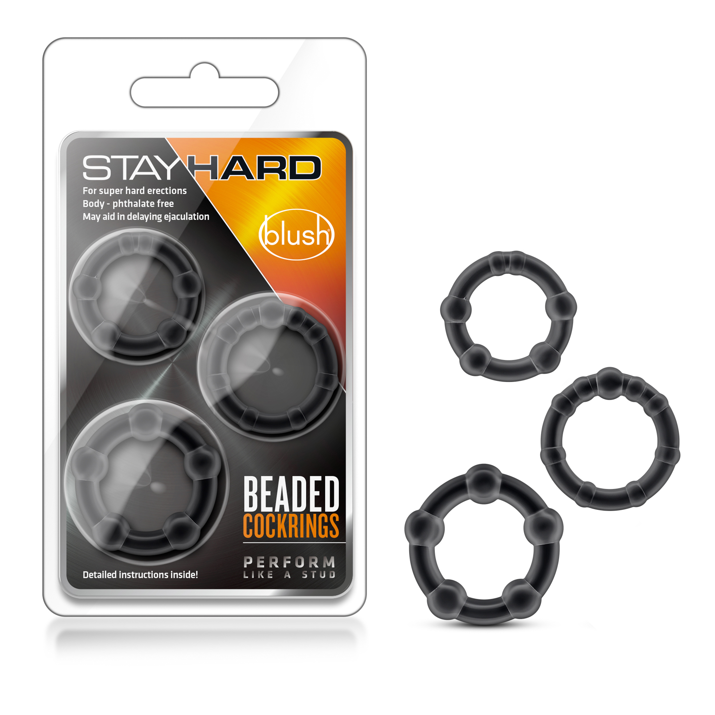 so you can use them individually or all 3 at once. The small ring is for maximum erections; the medium ring is for hard erections; the large ring can be used to encircle the upper part of your scrotum to help prevent premature ejaculation. They are made of body safe TPE