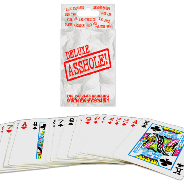 Asshole is one of the most popular drinking games in the world. In this deck are the rules for the asshole game we all know and love. In addition there are rules for 10 most popular variations from around the world. Add poker hands to the play with Super Asshole.