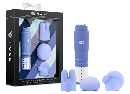 Revitalize was designed to relax and de-stress. It was made specifi cally to pinpoint areas that hold tension such as your temple or anywhere you de sire. Use with or without the included silicone attachments. Without the attachm ents