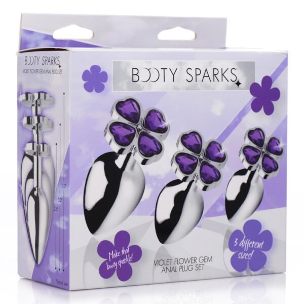Violet Flower Gem Anal Plug Set