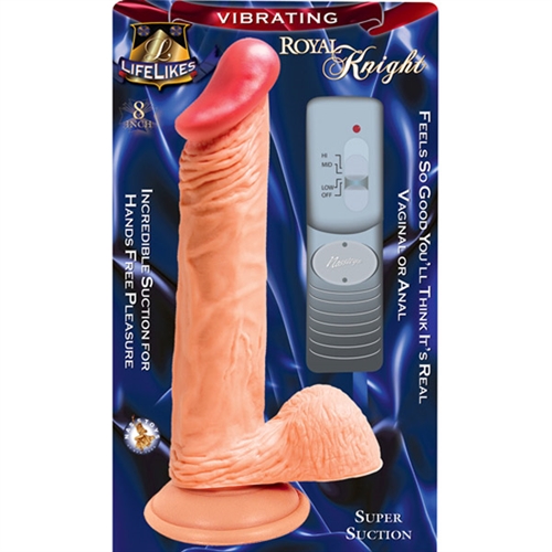 8 inch realistic look and feel vibrating cock. Amazing suction cup for hands free pleasure. 3 powerful speeds.