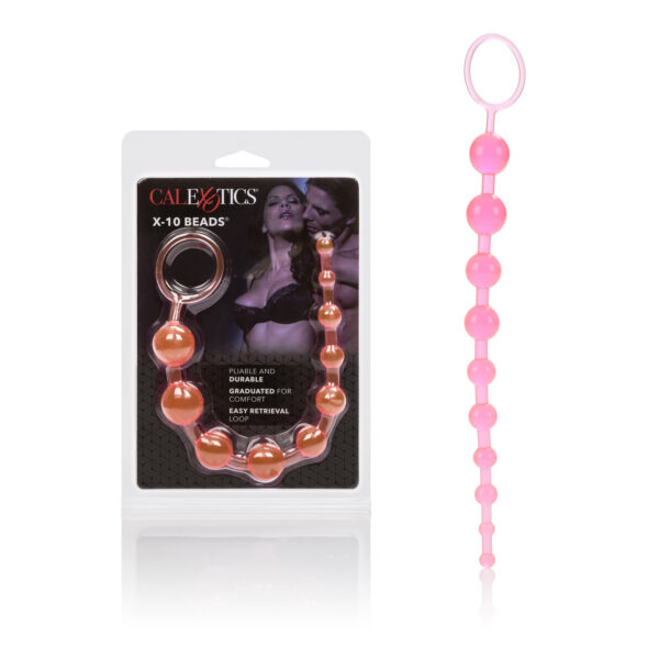 Enjoy extended pleasure and mind-blowing ecstasy with the X-10 Beads. The easy to use anal pleasure tool features graduated beads for tantalizing intimate exploration and intense orgasmic sensations. Use the sturdy and pliable love beads during erotic sensual exploration solo or with a partner. Slip the beads inside for an unforgettable experience every time. <br><br> The exotic beads are made from unscented