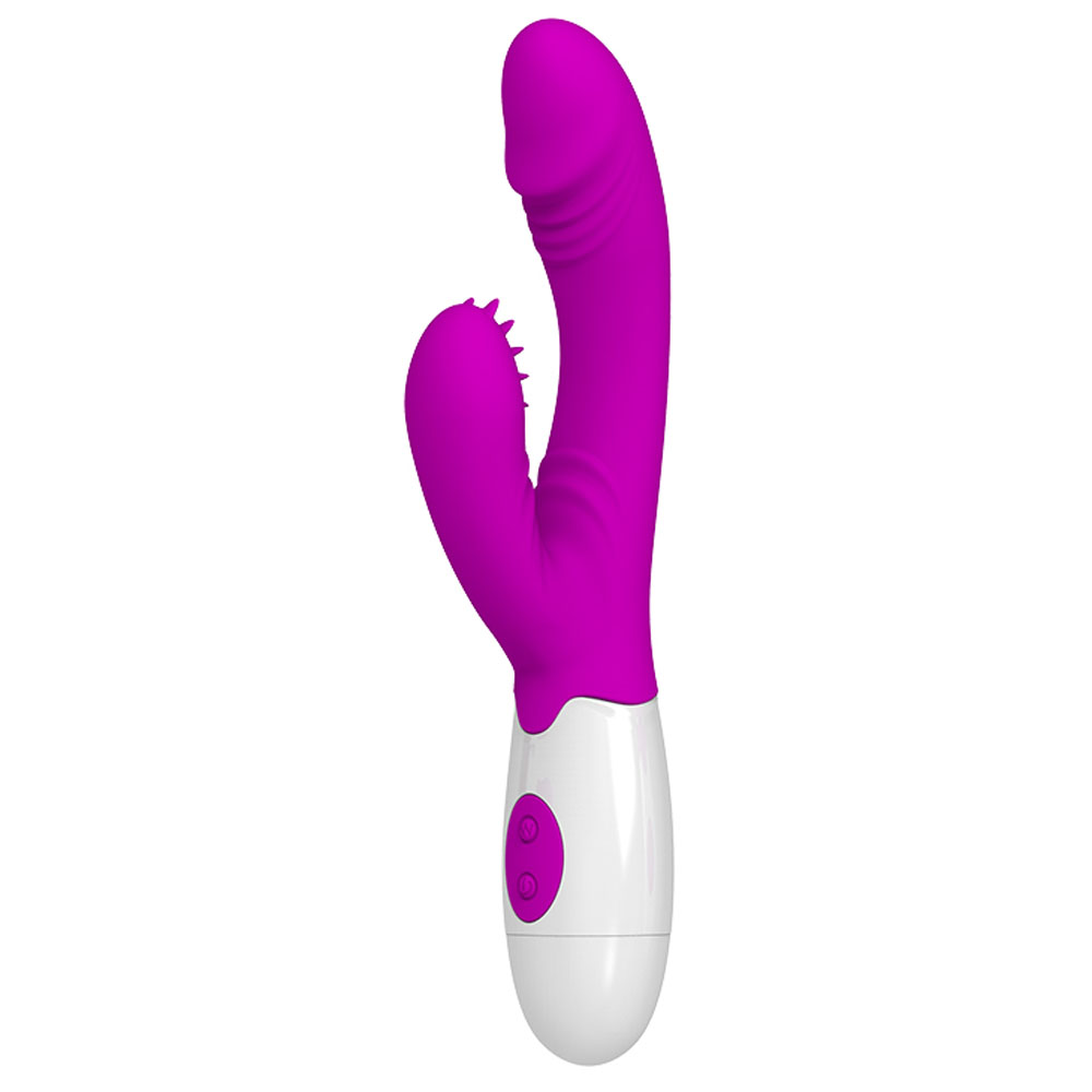 This pretty dual rabbit stimulator vibes you just where it counts! A curved canter shaft reaches deep angles to massage your inner hot zones. Outside