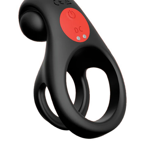 Red Dot Vibrating Cock Ring V2 With Remote - Black/red
