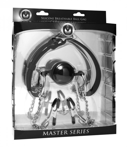 Hinder Silicone Breathable Ball Gag and Nipple Clamps - Image 2