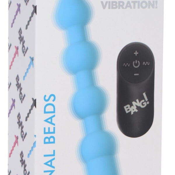 Bang - Vibrating Silicone Anal Beads and Remote  Control - Blue