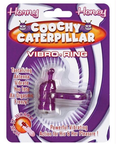 Vibrating cockring with powerful vibrating action for his and her pleasure. The caterpillars antennas are designed to stimulate the clitoris.