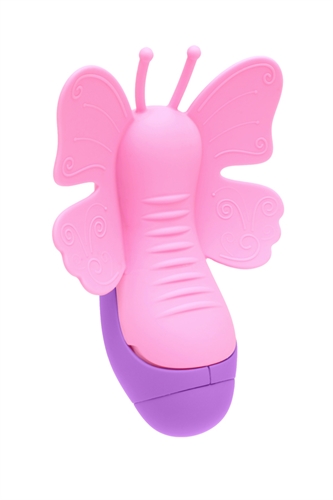 The Harlow Flutterfly for vaginal clitoris and nipple play. F2 button is the on and off control. F1 button controls 12 functions. The plus and negative buttons control 5 intense speeds. 12 function with 5 speeds.