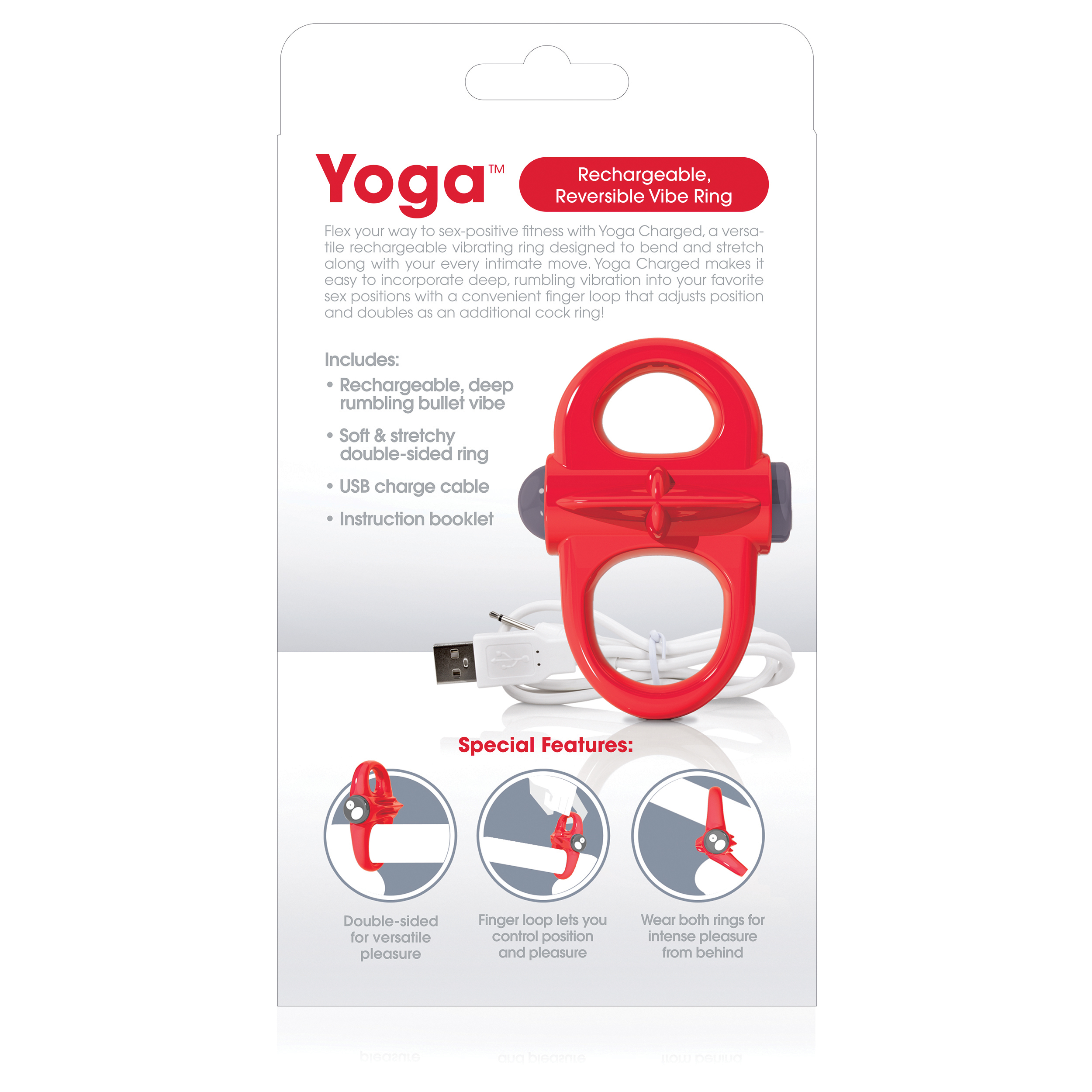 Charged Yoga Rechargeable Vibe Ring - Red