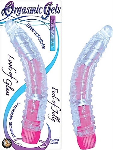 Orgasmic Gels Sensations looks like glass and feel of soft jelly. Bendable spine with a ribbed texture shaft. Twist dial to control variable speeds.